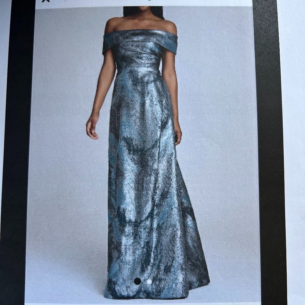 Metallic Jacquard Portrait Collar Gown - Rickie Freeman for Teri Jon